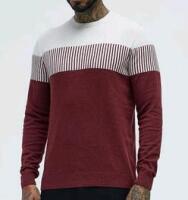 New - Men's Sz. Medium Nova Men Don't Cross The Line Crewneck Sweater - Burgundy/combo