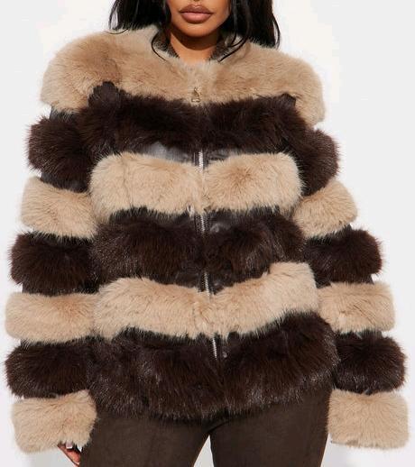 New - Women's Sz. Medium Fashion Nova GIA Faux Fur Coat .