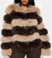 New - Women's Sz. Medium Fashion Nova GIA Faux Fur Coat .