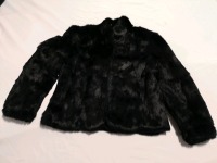 Vintage Women's Rabbit Fur Coat - Black