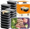 New PIRTA 60 Pack 32 oz Meal Prep Containers Reusable with Lids, Food Safe, Leakproof, Microwave, Freezer, Dishwasher, To-Go Take Out, Plastic Food Storage Bento Lunch Box