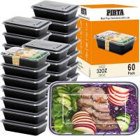 New PIRTA 60 Pack 32 oz Meal Prep Containers Reusable with Lids, Food Safe, Leakproof, Microwave, Freezer, Dishwasher, To-Go Take Out, Plastic Food Storage Bento Lunch Box