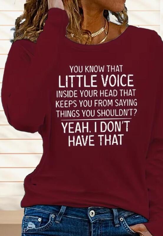 New Women&rsquo;s XXL Casual Long Sleeve T-Shirt Crew Neck, 100% Polyester Regular Length Machine Washable Stock photos added &lsquo;&rsquo; You Know That Little Voice Inside Your Head&hellip;&rsquo;&rsquo;