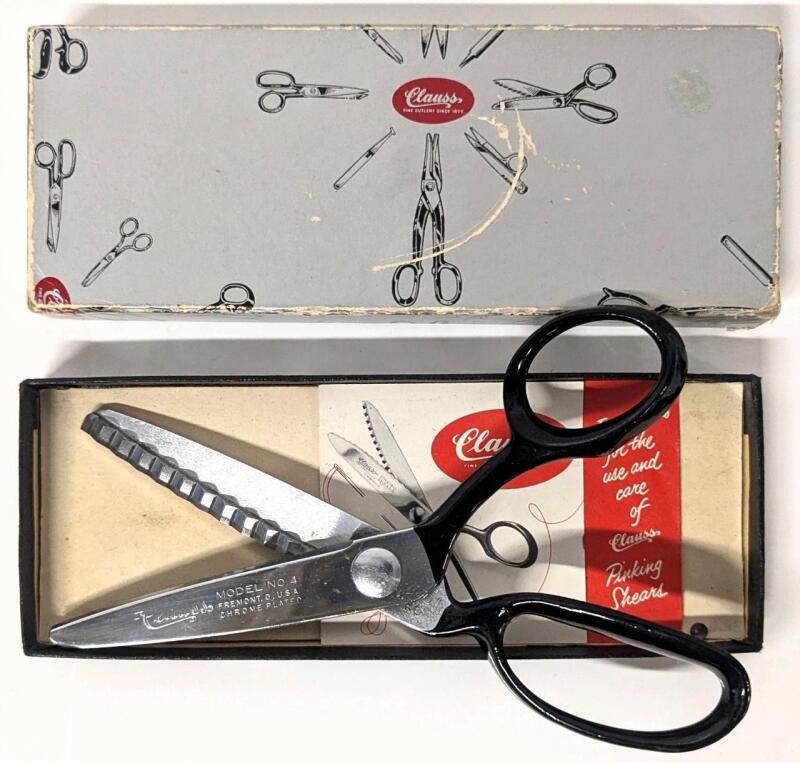 Vintage New CLAUS Pinking Shears, Model #4, With Original Box & Instructions