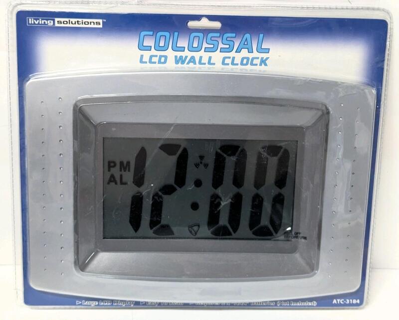 New COLOSSAL Easy To Read LCD Wall Clock, 11.75" &times; 8.25",