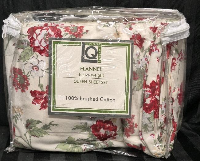 New Living Quarters sz Queen Sheet Set Flannel 100% Brushed Cotton