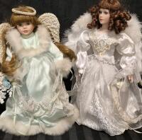 2 Vintage Angels - Tree Topper 17" Tall & Collector Doll with Stand 16" Tall