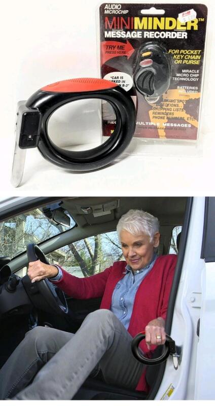 Bell + Howell Car Cane Portable Handle With Bright LED Light (Tested) & New Vintage MiniMinder Message Recorder (Needs New Batteries)
