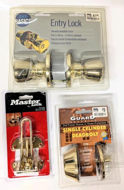New Master Lock 4" Swing Bar 5160F, Entry Lock Security Deadbolt Latch & Single Cylinder Deadbolt