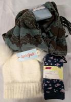 New Women's/Girls Apparel. Girls Cat & Jack Hat& Glove, 3 Carisma Size 9-11 Crew Socks and True North Scarf