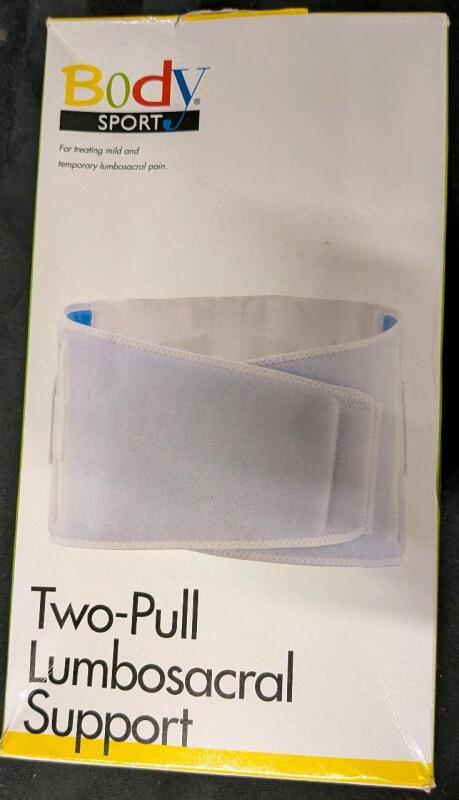 As New 34" to 35" (Waist) Body sport Two Pull Lumbosacral Support Belt. 9" Wide