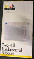 As New 34" to 35" (Waist) Body sport Two Pull Lumbosacral Support Belt. 9" Wide