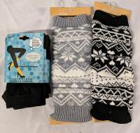 New Women's Leg Apparel. Leg Impressions Queen Sized Tights & 2 Pairs of Ardene Leg Warmers One Size Fits Most.