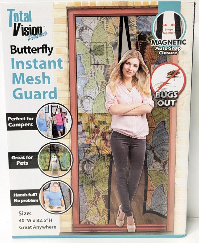 New Butterfly Instant Mesh Guatd, Magnetic Screen Door - 40" &times; 82.5"
