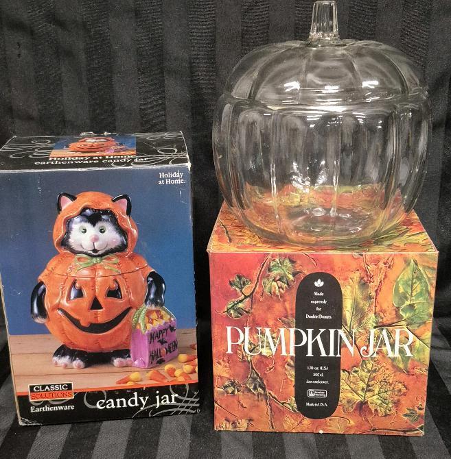 New Classic Solutions Adorable Cats Candy Jar & Not New Pumpkin Jar Made Expressly for Dunkin' Donuts