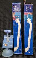 2 As New Carex 16" Metal Grab Bars & Not New Sink Plunger