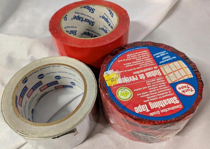 3 Rolls of Assorted Tape. New Tuck Tape Dheething tape and Partially used Intertapnand Shurtape