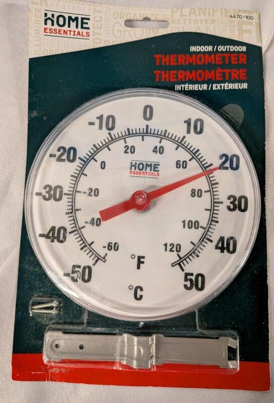 New Hone Essentials Indoor/Outdoor Thermometer. 6" Across
