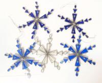 5 Stained Glass Snowflake Christmas Ornaments Up To 6" Long