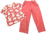New Size XL Women's 2-Piece Adorable Cartoon Bunny Scrub Set (Soft Enough to be Pajamas!)