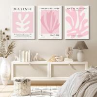 New Pink Matisse Wall Art Prints Aesthetic Wall Decor Abstract Henri Matisse Canvas Wall Art Blush Pink Exhibition Poster Picture Minimalist Museum Artwork for Room Bedroom 16x24x3 Inch Wrapped Canvas