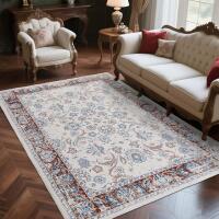 New Zentavio 8x10 Washable Area Rugs, Vintage Non-Slip Floral Living Room Rug, Indoor Foldable Floor Thin Low Pile Carpet for Farmhouse Bedroom Dining Room Blue Red