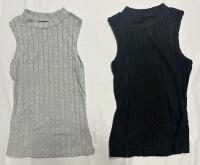 2 New Women&rsquo;s XS Ribbed Sleeveless Mock Turtleneck Tops