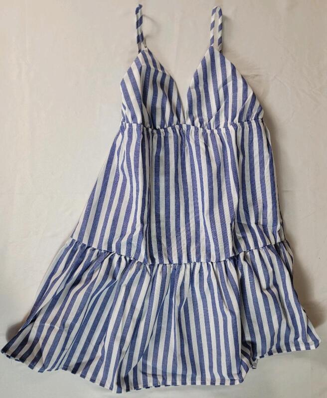 New - Women's Sz. Medium Shein Blue/White Strip Summer Dress