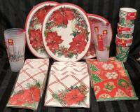 New Christmas Theme Disposable Plates, Napkins, Cups & Plastic Tumbler Cups