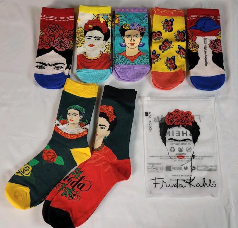 New Seven (7) Pairs Women's OS Frida Kahlo Socks .