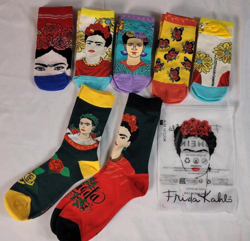 New Seven (7) Pairs Women's OS Frida Kahlo Socks .