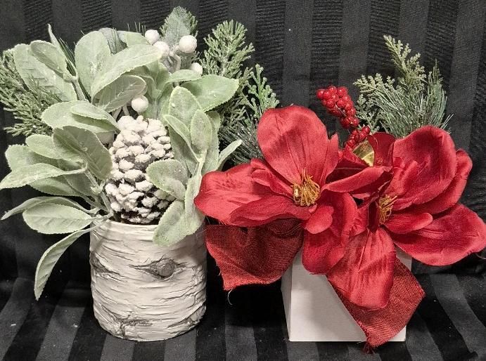 2 New Artificial Holiday Plants 11 to 12" Tall