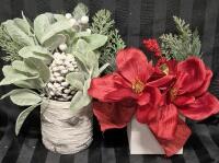 2 New Artificial Holiday Plants 11 to 12" Tall