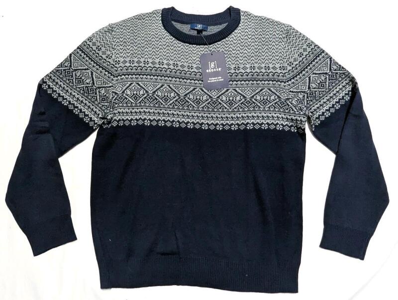New Size XL (46-48) Men's Cotton Blend Fair Isle Sweater