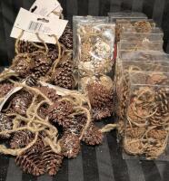 80 New Faux Pinecone Ornaments & 5 Faux Pinecone Garlands 6ft Long