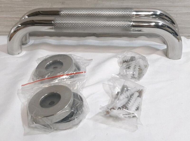 2 Stainless Steel Bar Handles w/ Installation Pieces