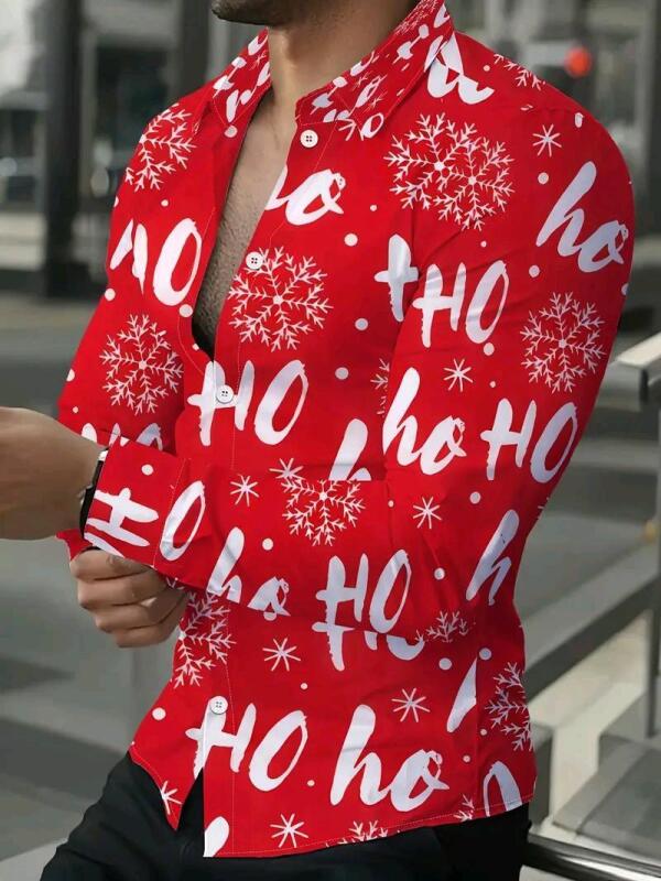 New Size Med Men's Button-Up Ho! Ho! Ho! Shirt
