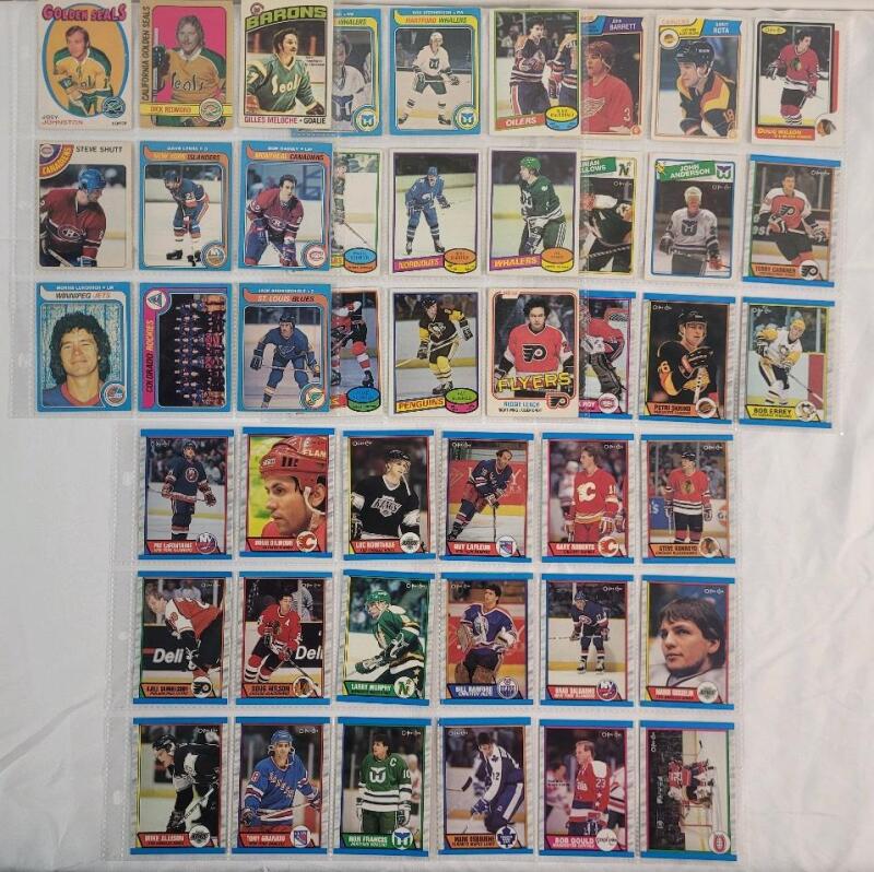 1971 - 1989 O Pee Chee NHL Hockey Trading Card Singles , 45 Trading Cards