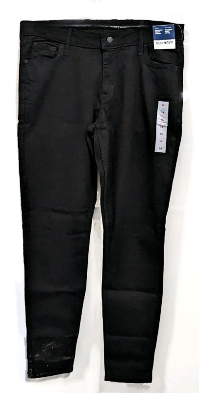 New OLD NAVY Size 14 Long Mid-Rise Rockstar Super Skinny Black Jeans