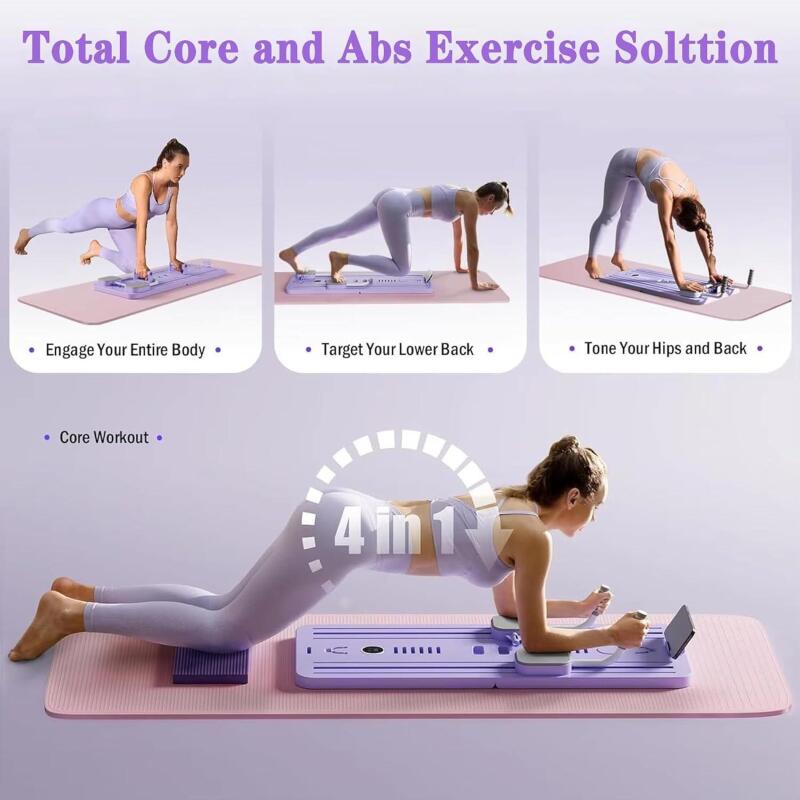 New Zojio Pilates Board - 2024 Pilates Reformer Set, Multi-Purpose Foldable Pilates Reformer Board for Home, 5in1 Pilates Sliding Board (Purple)