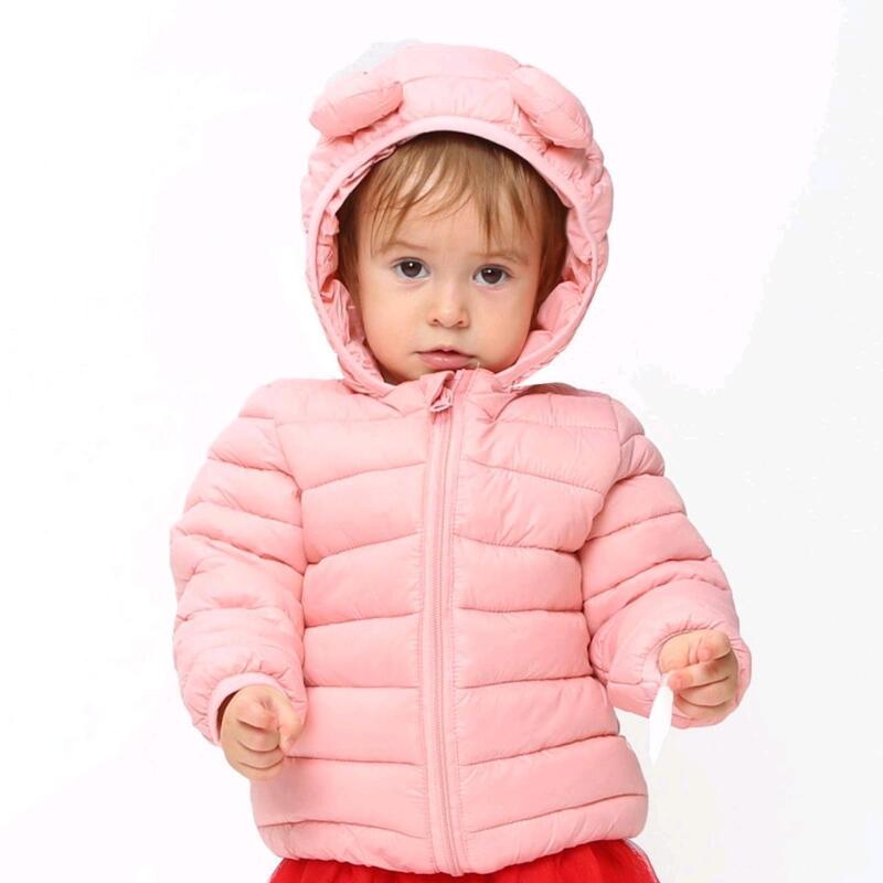 New Size 90 (2T/18-24 Months) Adorable Powder Pink Hooded Puffer Jacket With Teddy Bear Ears on Hood