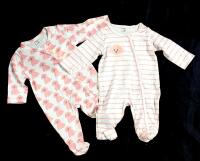 2 New Size 1-3 Months Baby Onesies With Adorable Pink Poodle Designs