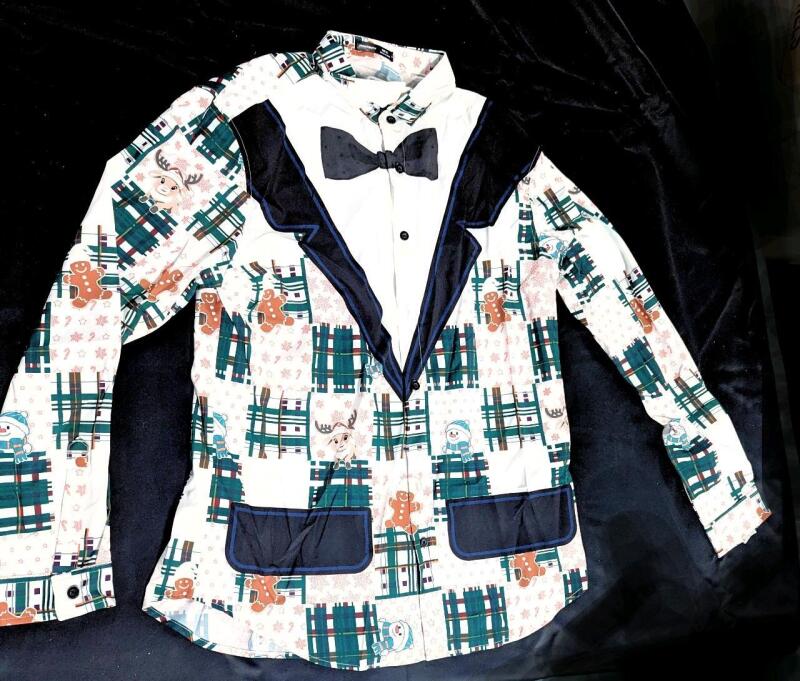 New Size XL Men's Ugly Christmas Dress Shirt Patterned Like A Jacket