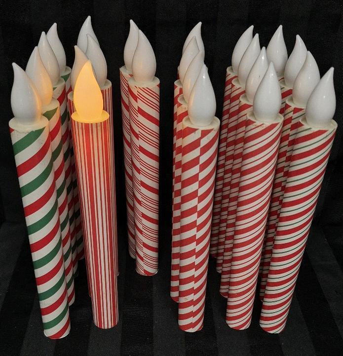 22 New LED Christmas Candy Cane Candles - 9" Tall