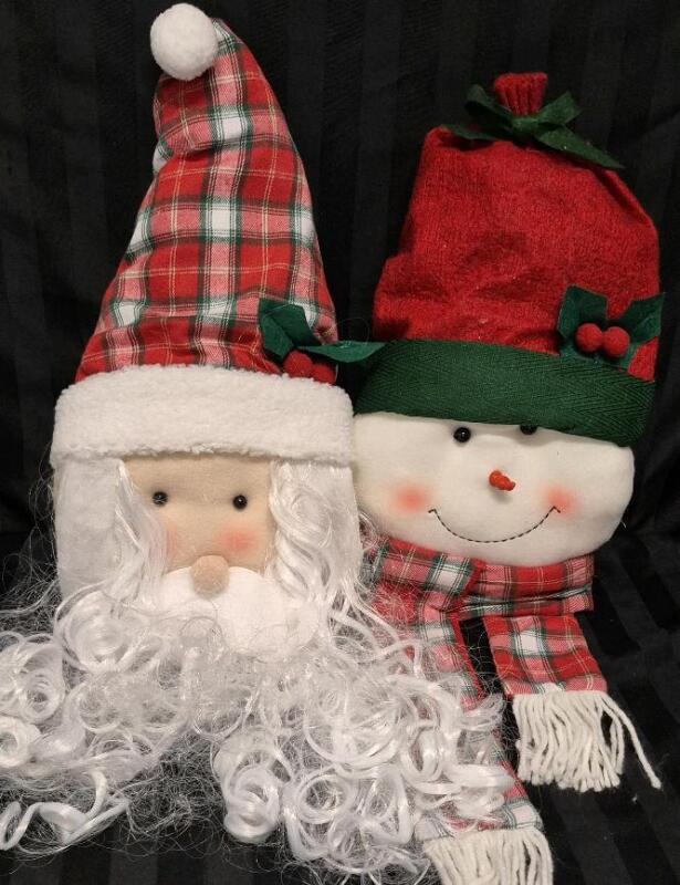 2 New Christmas Decor - 26" Snowmen & 30" Santa Heads