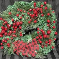 15" New Artificial Holly Wreath