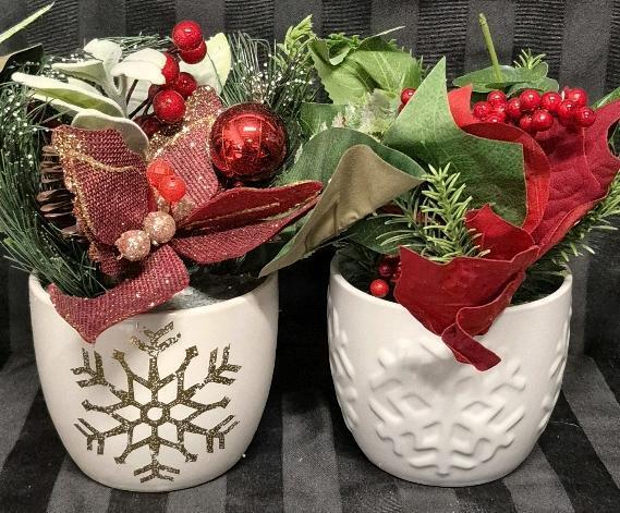 2 New 9" Tall Artificial Plants - Christmas Decor