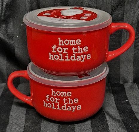 2 New Ceramic Soup Mugs - Great Lunch Containers