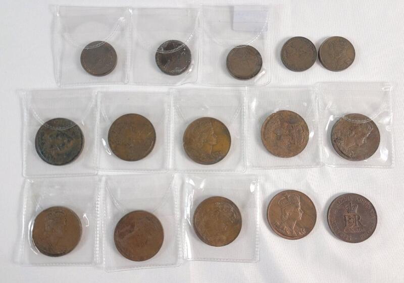 Five (5) 1939 Canadian Royal Visit Coins & Ten (10) 1953 Canadian Queen Elizabeth II Coronation Coins .