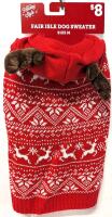 New Dog Size Med (Back Length 13") Winter Fair Isle Knitted Hooded Reindeer Sweater